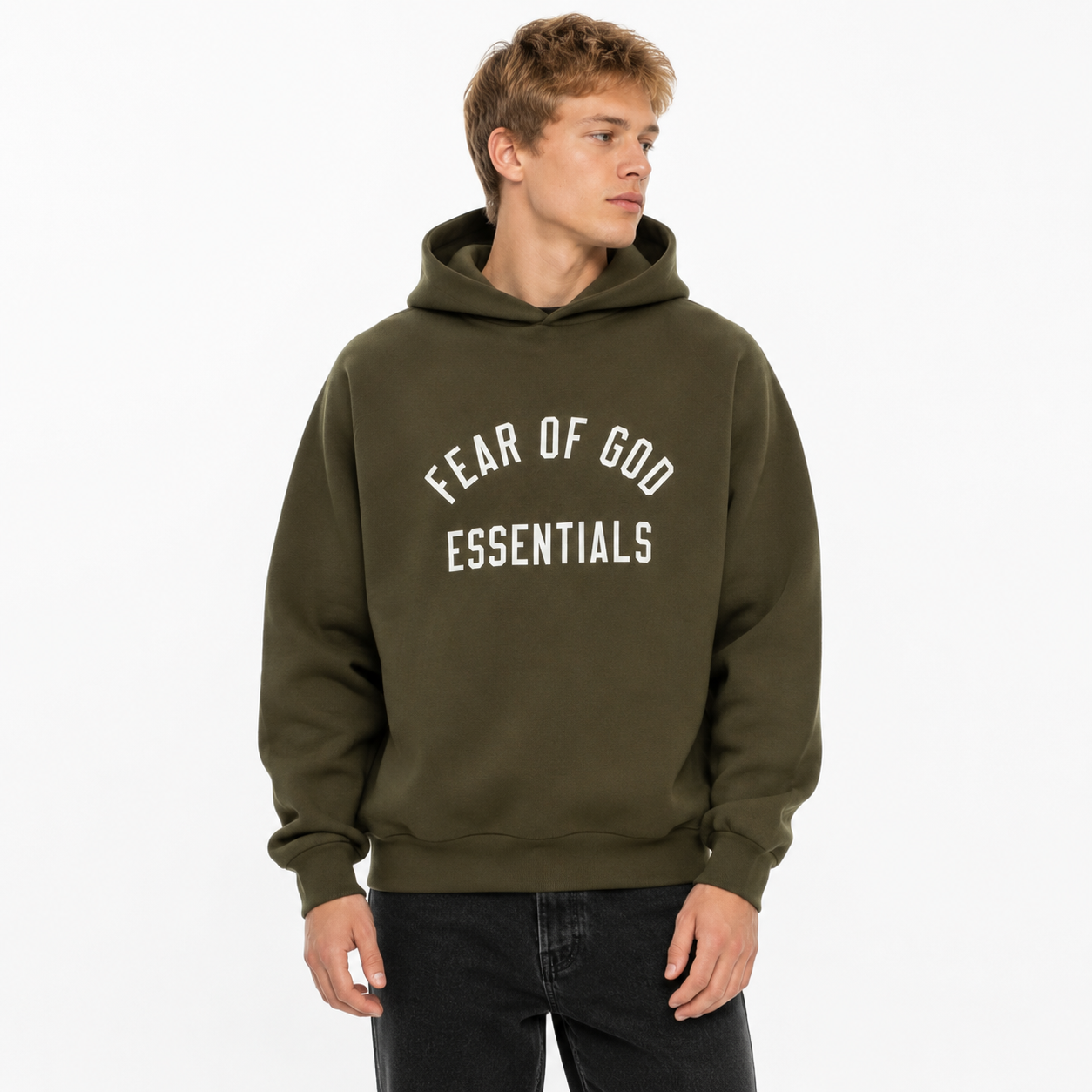 Fear of God Essentials Fleece Hoodie Military