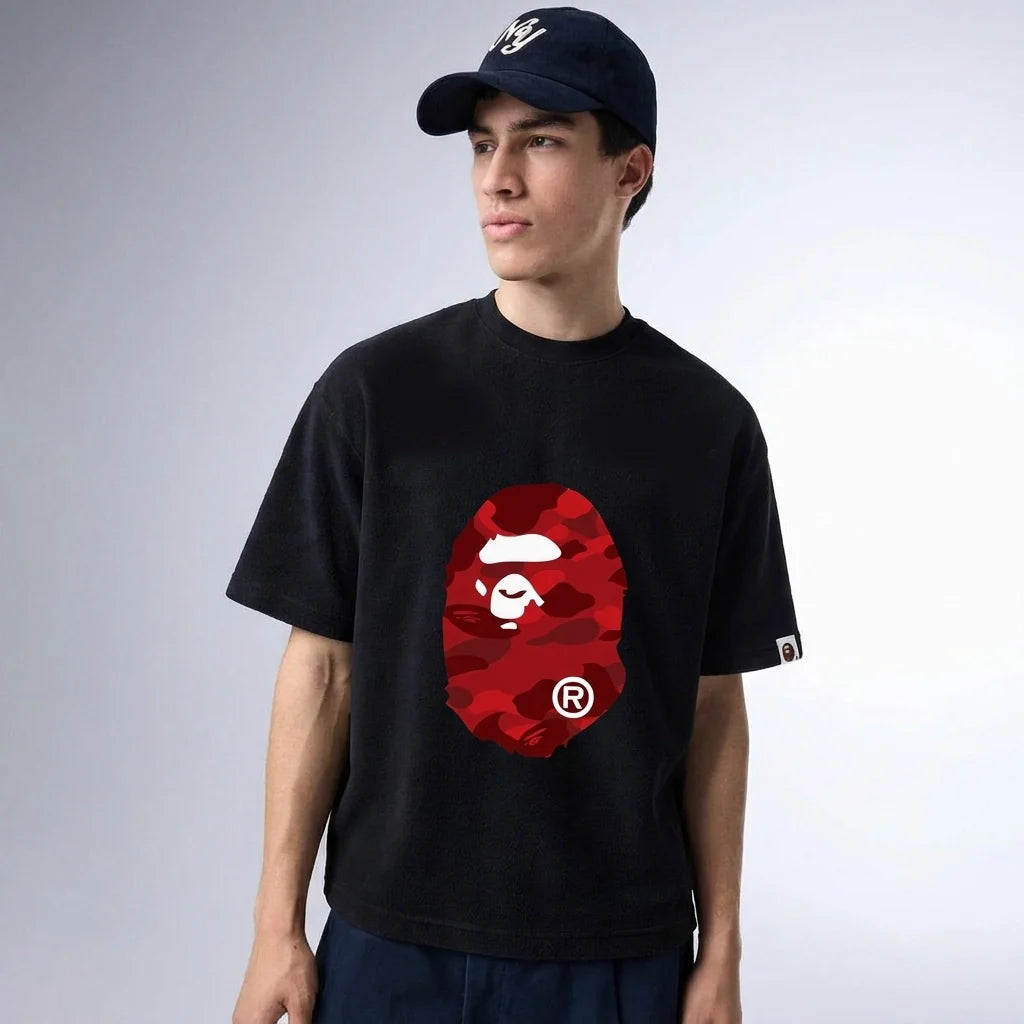 BAPE Color Camo Big Ape Head T-Shirt Black Red