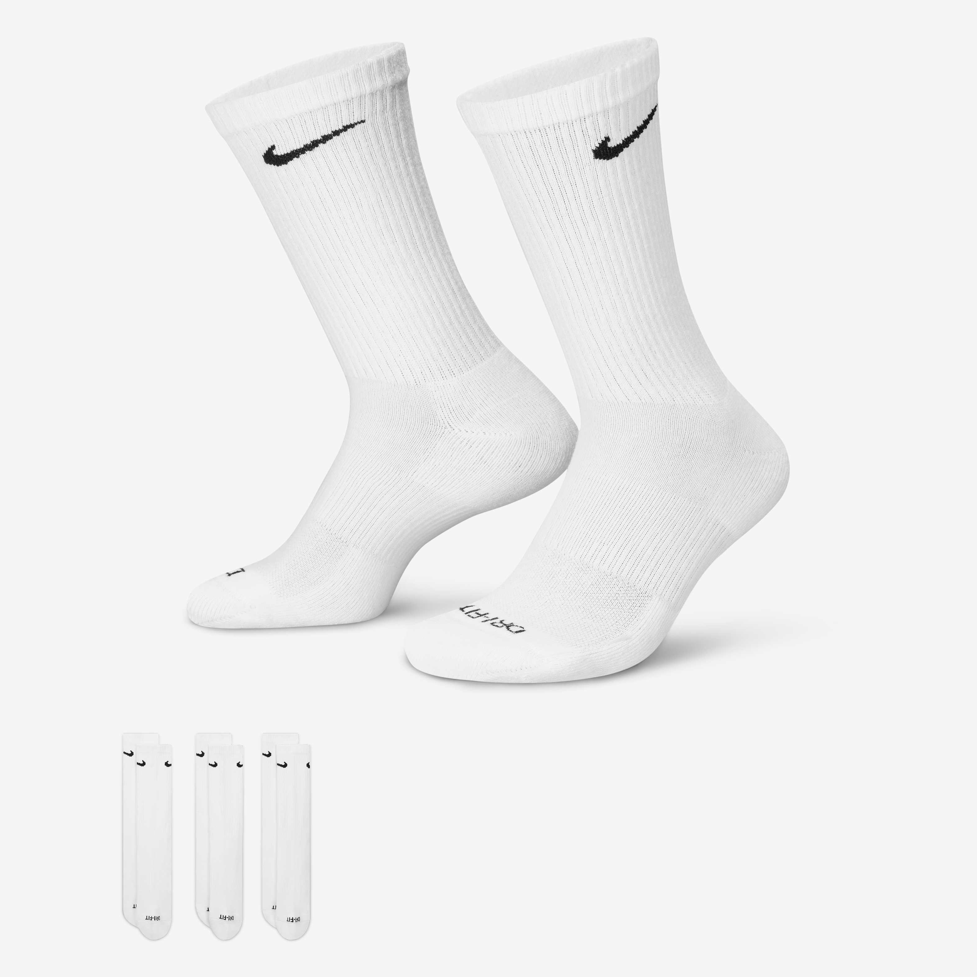 Nike Everyday Plus Cushioned Training Crew Socks (3 Pairs) White/Black