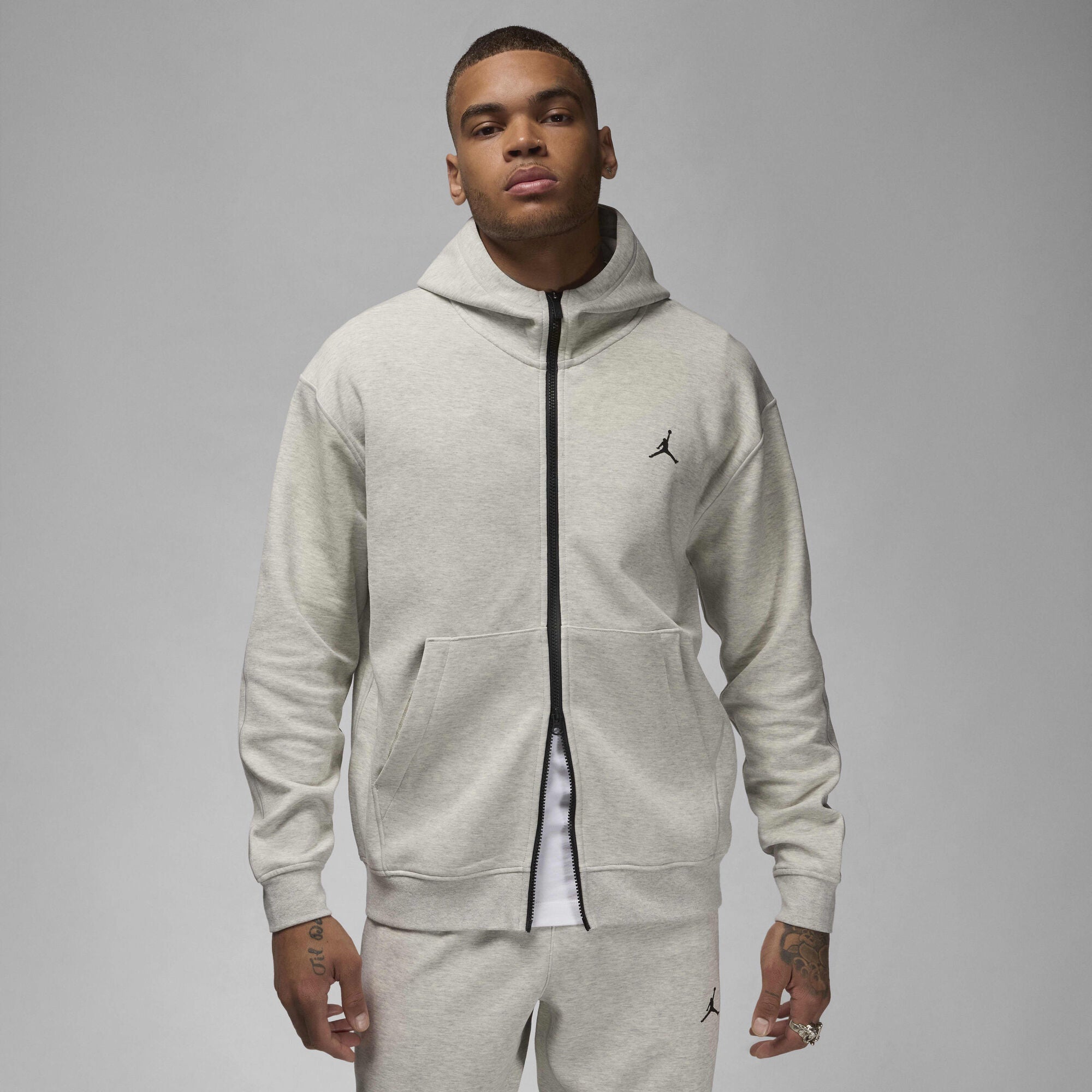 Air Jordan Sport Hoop Fleece Dri-FIT Full-Zip Hoodie Grey Heather/Black