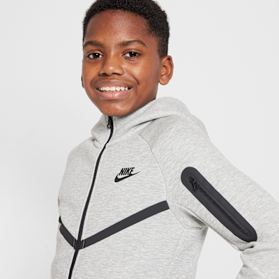 Nike Sportswear Tech Fleece Older Kids' Full-Zip Hoodie Dark Grey Heather/Dark Grey Heather/Black/Black
