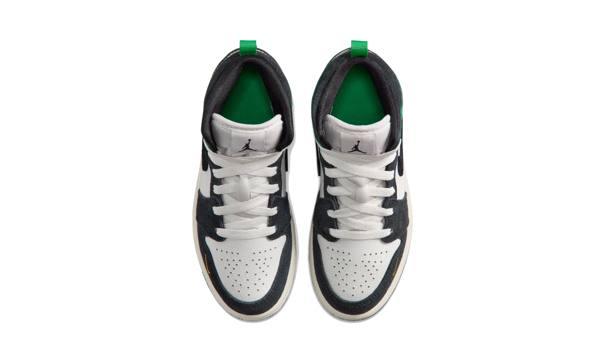 Air Jordan 1 Mid Summit White/Lucky Green/University Gold/Black