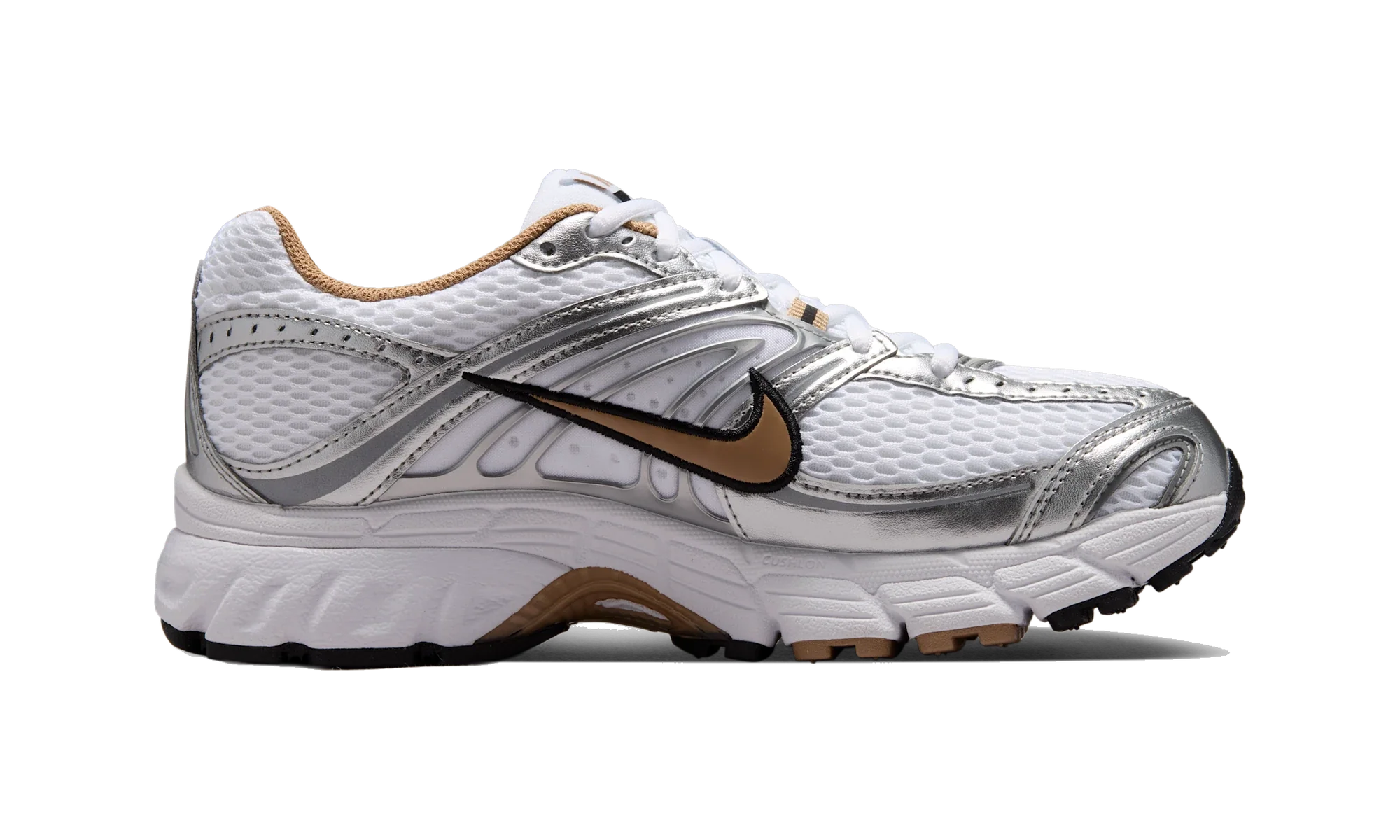 Nike Air Max Moto 2K shoes with reflective accents White/Metallic Silver/Black/British Khaki