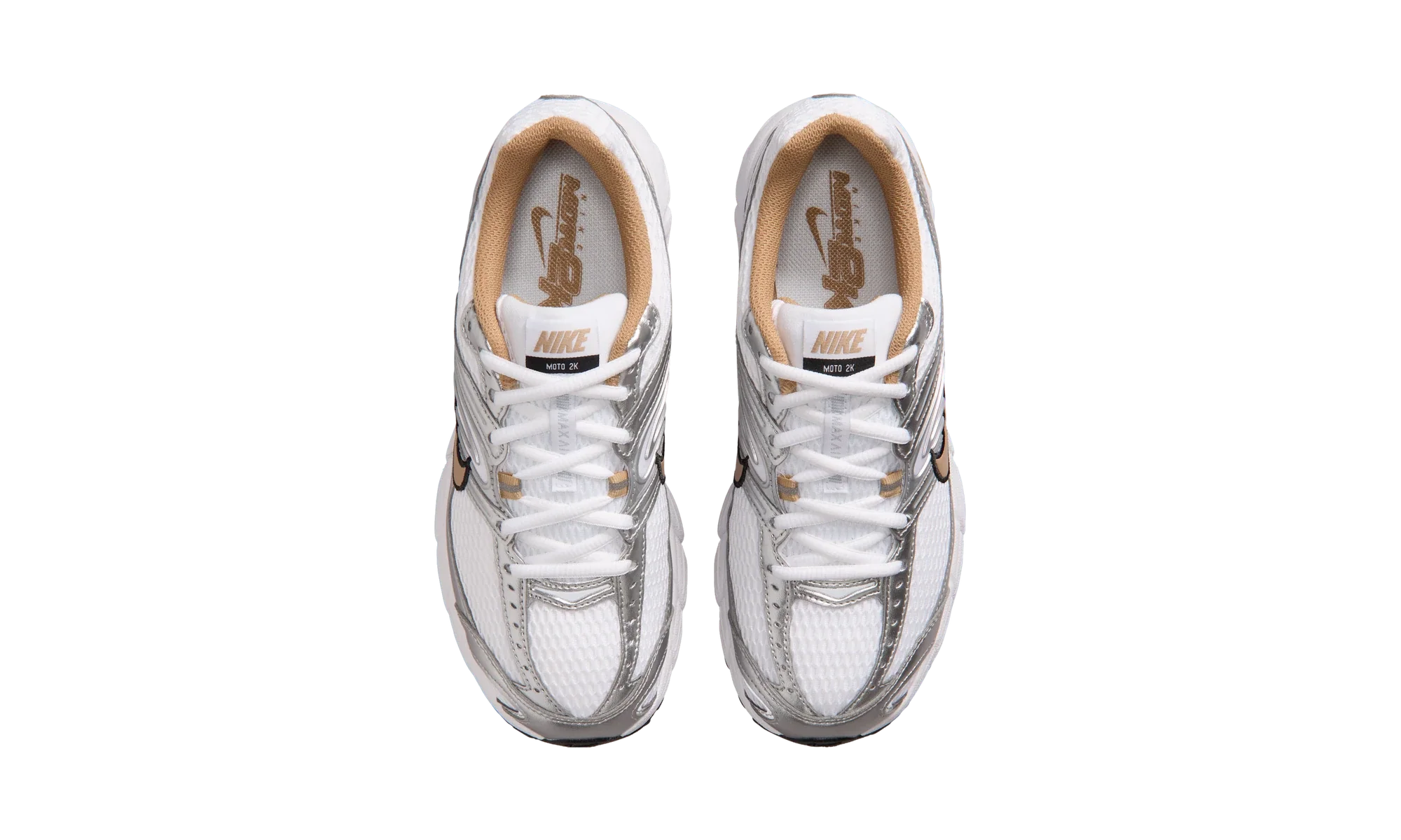Nike Air Max Moto 2K shoes with reflective accents White/Metallic Silver/Black/British Khaki