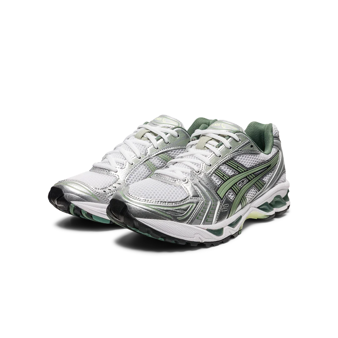 ASICS Gel-Kayano 14 White Pure Silver Slate Grey Sage, White/Slate Grey (1201A019-107)