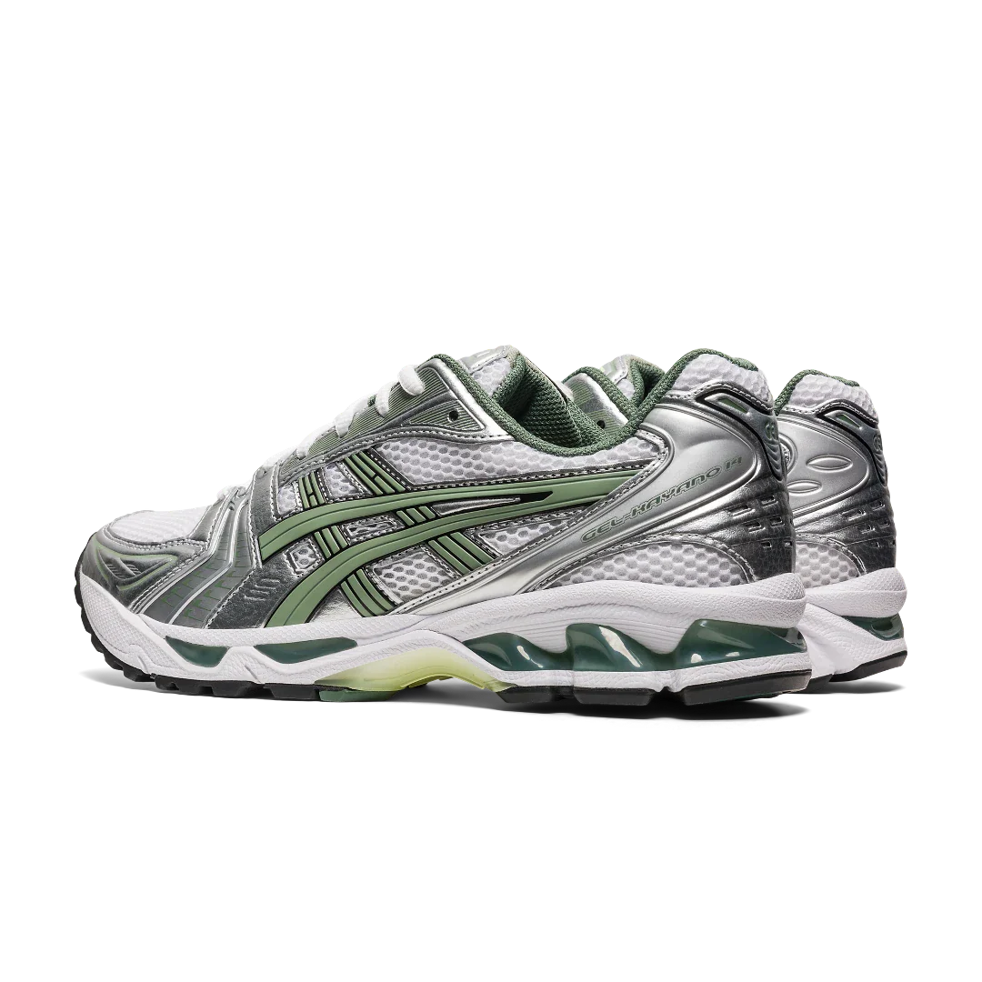 ASICS Gel-Kayano 14 White Pure Silver Slate Grey Sage, White/Slate Grey (1201A019-107)