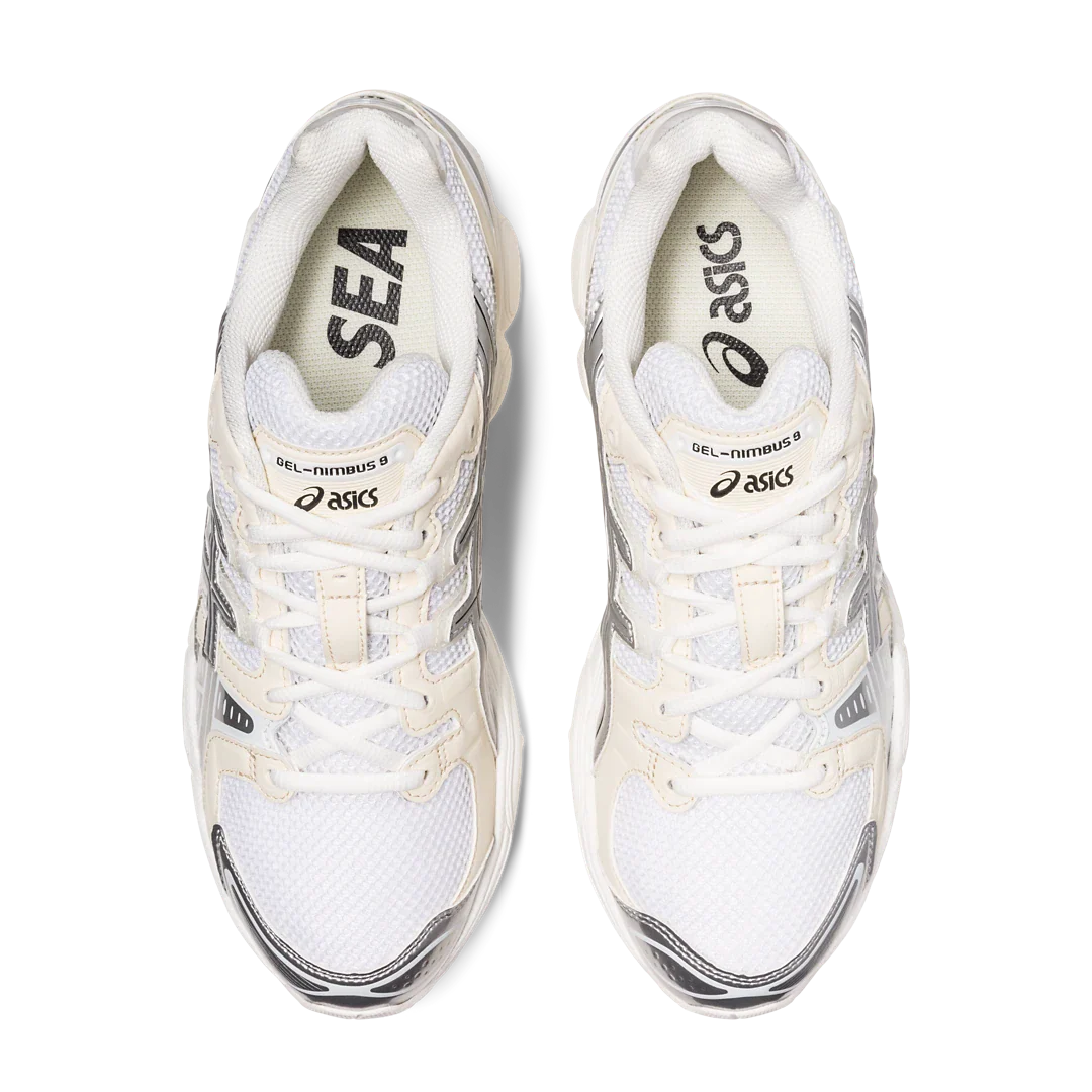 ASICS Gel-Nimbus 9 Wind And Sea White Silver, White/Pure Silver (1201A801-100)