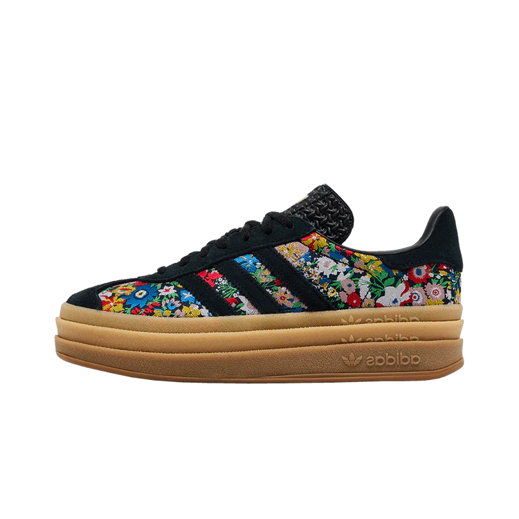 Adidas Gazelle Bold Liberty London Floral Embroidery, Core Black/Supplier Colour/Gold Metallic (JI2572)
