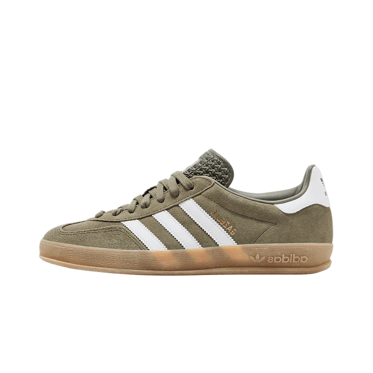 Adidas Gazelle Indoor Olive Strata Cloud White Gum, Olive Strata/Cloud White/Gold Metallic (JQ0174)