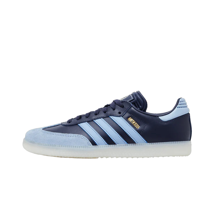 Adidas Samba Indoor Argentine Football Association Away Kit, Shadow Navy/Ambient Sky/Gold Metallic (JR6352)