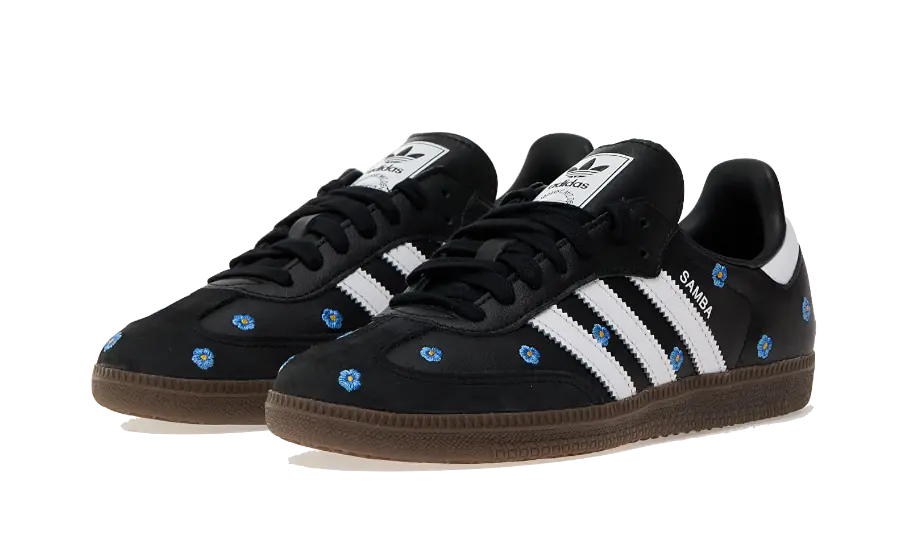 Adidas Samba Light Blue Floral Core Black, Black/Core Black/Footwear White/Gum (IF4397)