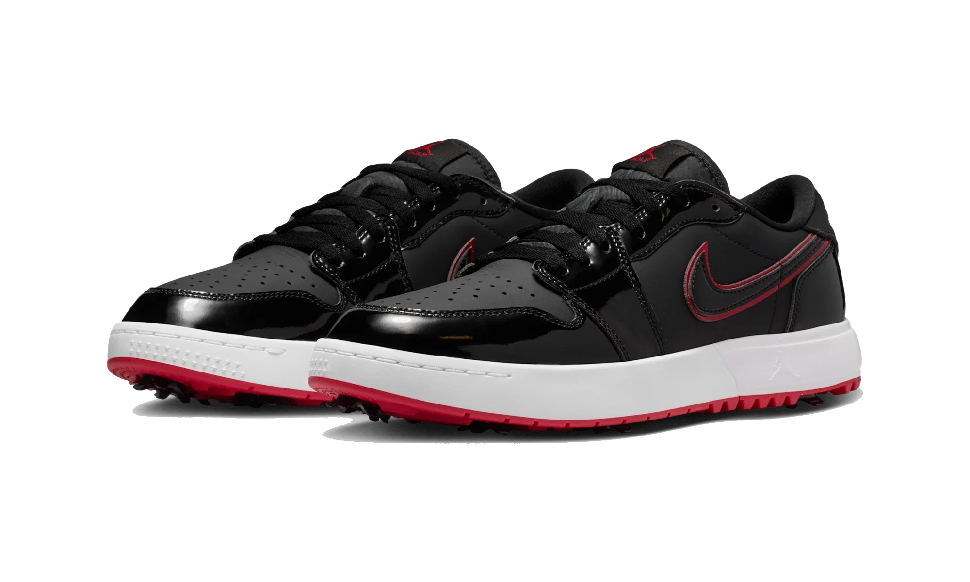 Air Jordan 1 Low Golf Spiked Bred Black Patent