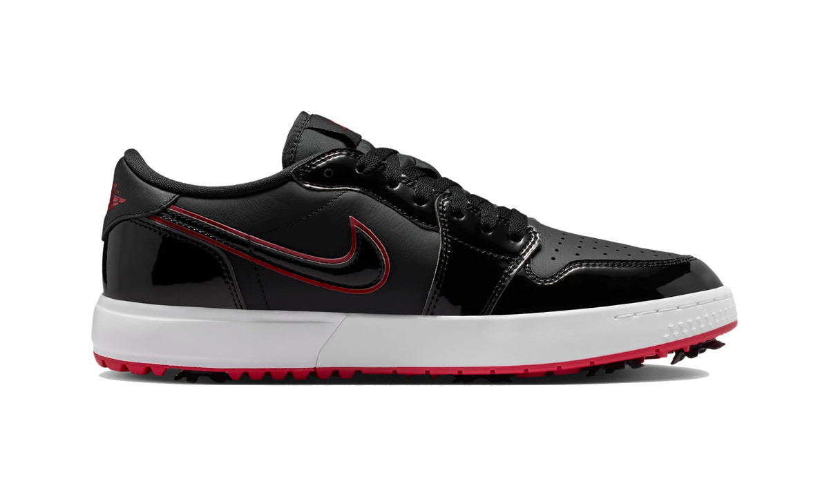Air Jordan 1 Low Golf Spiked Bred Black Patent