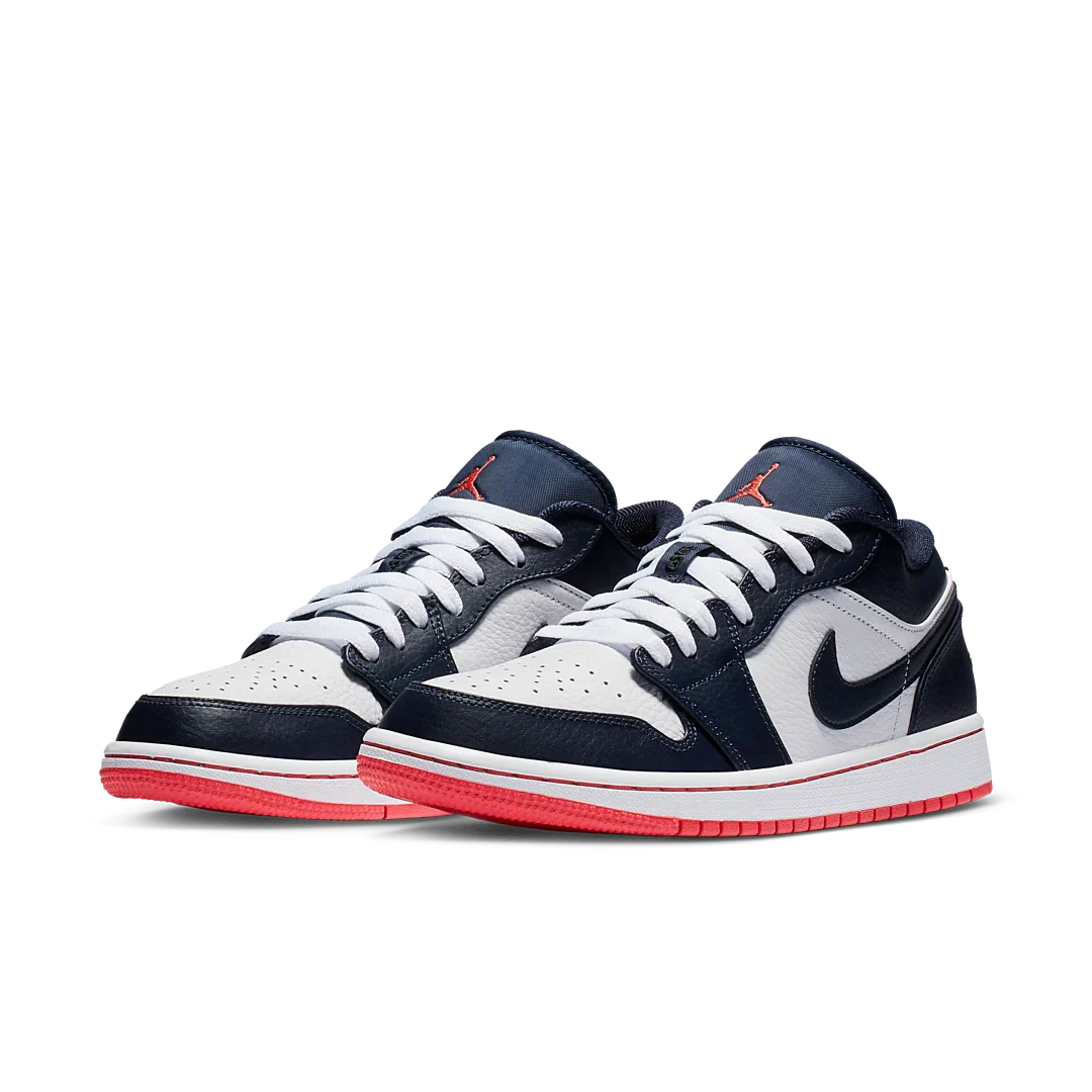 Air Jordan 1 basse coloris obsidienne/rouge braise, Obsidian/Ember Glow-White (553558-481)