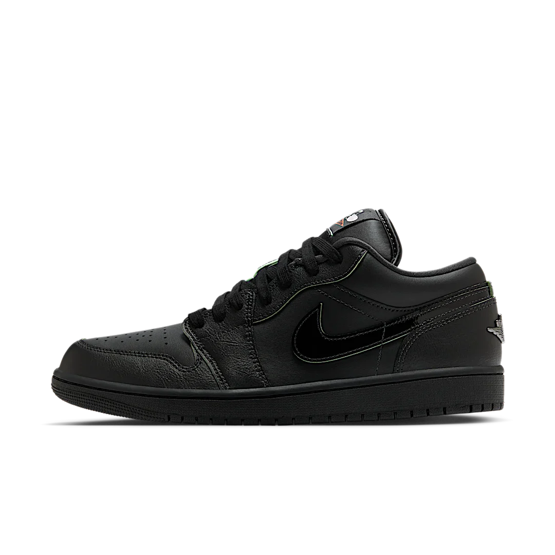Air Jordan 1 Low SE Black Cat Mascot, Black/Vapor Green (HM3690-001)