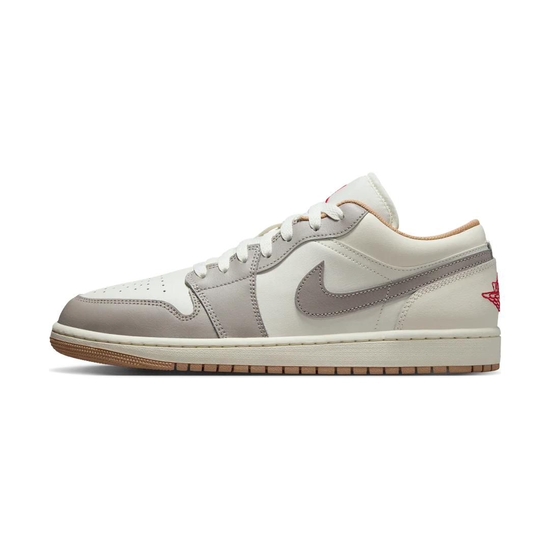 Air Jordan 1 Low Sail College Grey Rattan, Sail/College Grey/Hemp/Fire Red (553558-169)