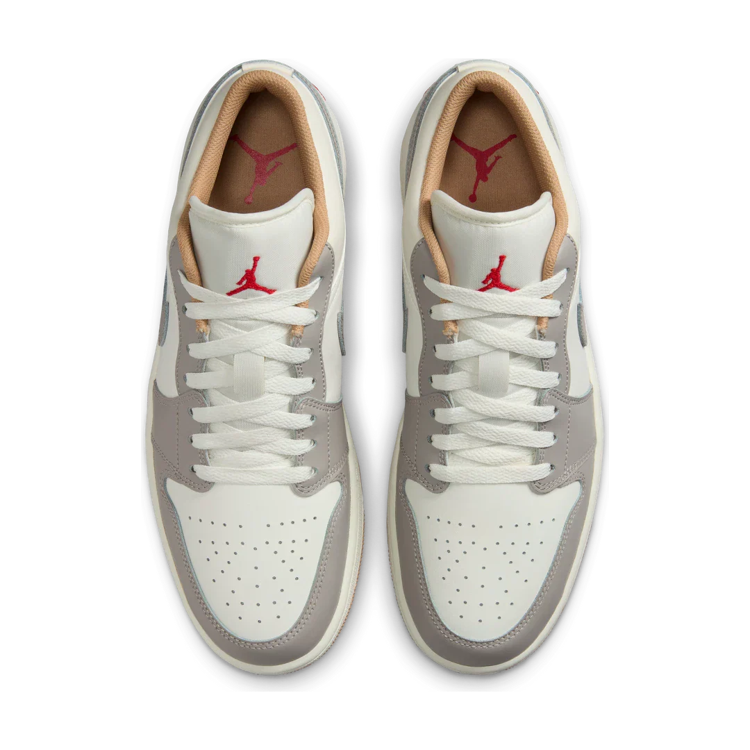 Air Jordan 1 Low Sail College Grey Rattan, Sail/College Grey/Hemp/Fire Red (553558-169)
