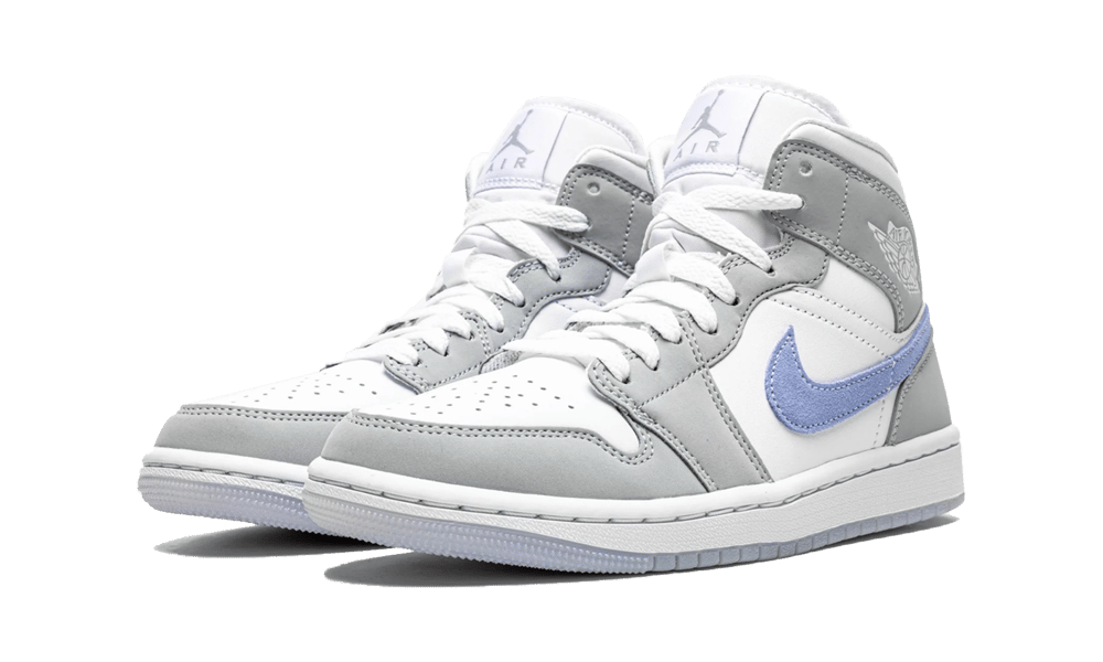 Air Jordan 1 Mid Wolf Grey Aluminum, White/Aluminum-Wolf Grey (BQ6472-105)