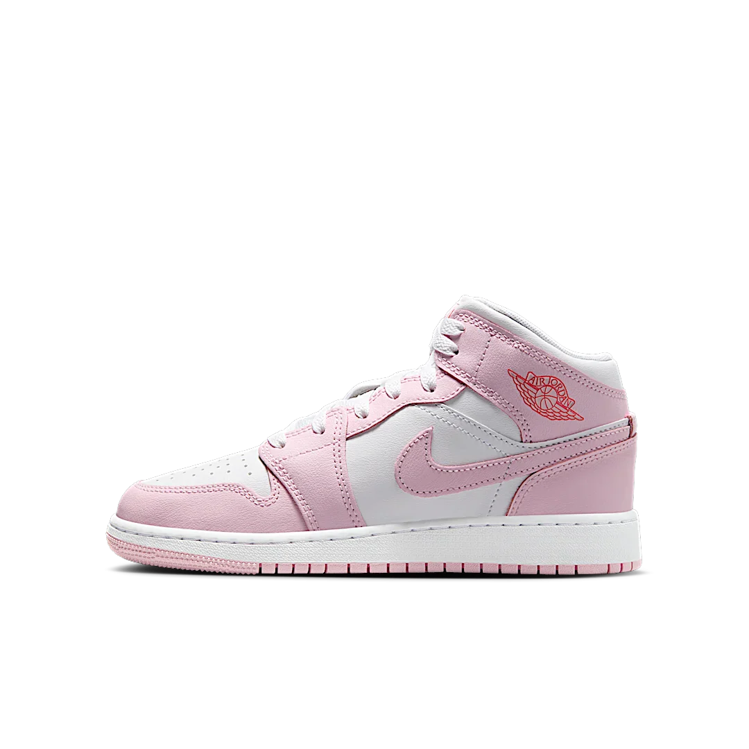 Air Jordan 1 Mid Pink Foam Fire Red, Pink Foam/Fire Red/White (DQ8423-608)