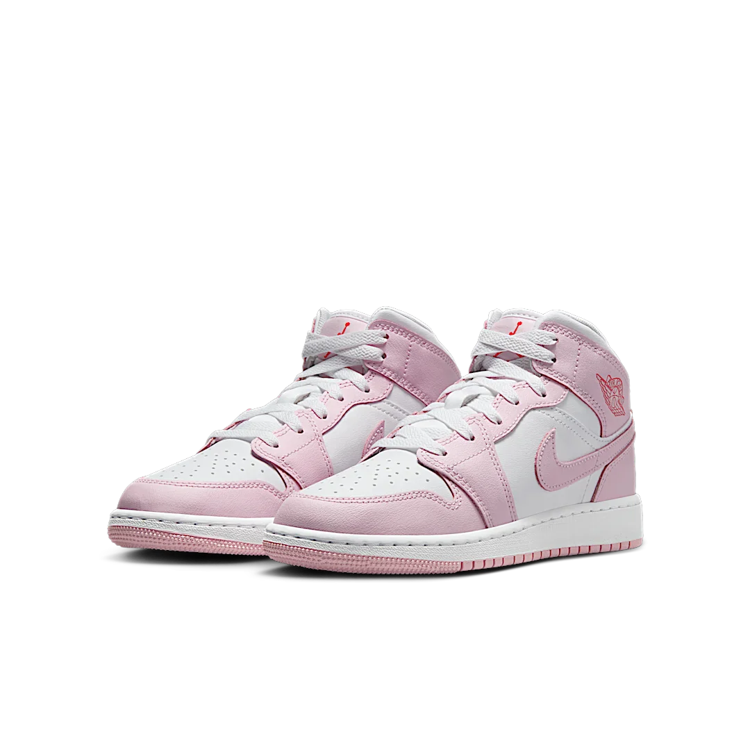 Air Jordan 1 Mid Pink Foam Fire Red, Pink Foam/Fire Red/White (DQ8423-608)