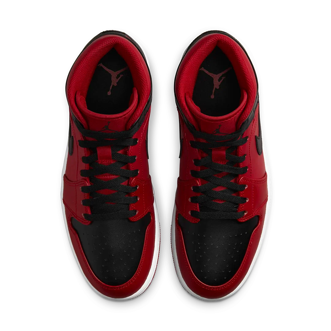 Air Jordan 1 Mid Reverse Bred (2021), Gym Red/White/Black (554724-660 / 554725-660)