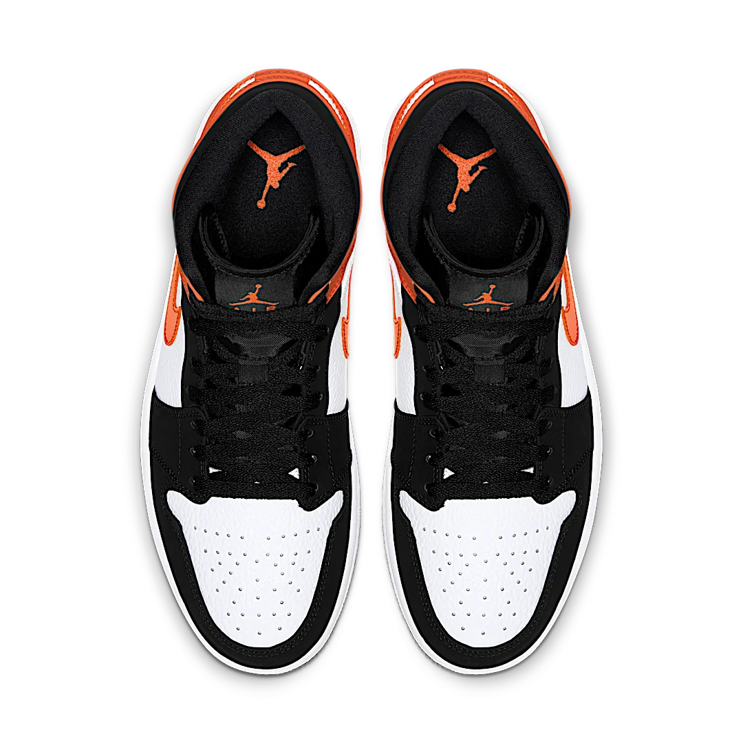 Air Jordan 1 Mid Shattered Backboard, Black/White-Starfish (554724-058 / 554725-058)