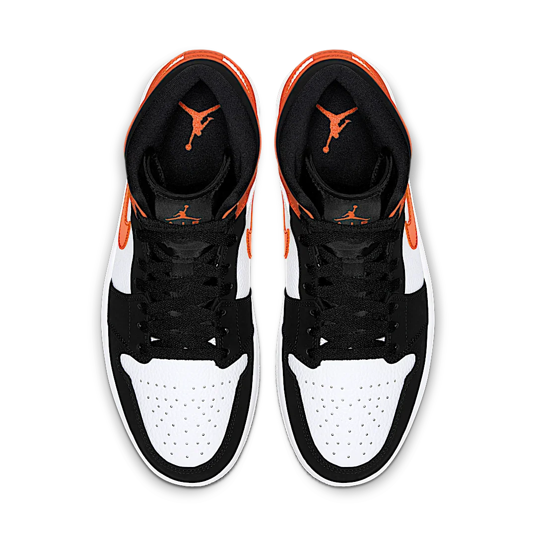 Air Jordan 1 Mid Shattered Backboard, Black/White-Starfish (554724-058 / 554725-058)