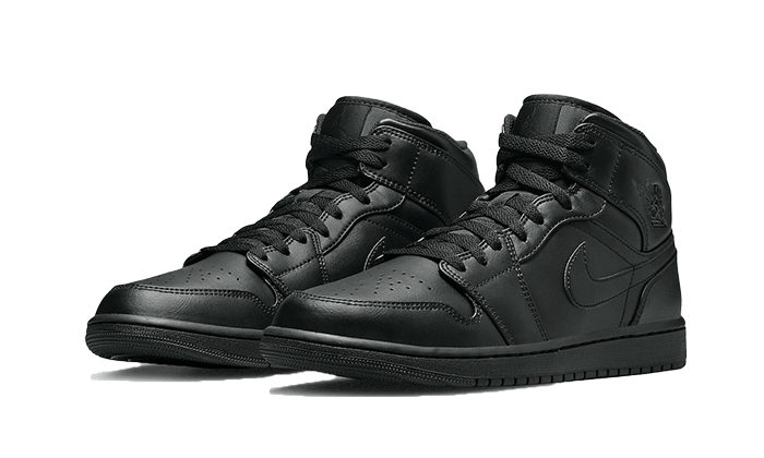 Air Jordan 1 Mid Triple Black, Black/Black/Black (554724-093 / 554725-093)
