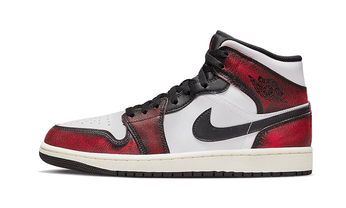 Air Jordan 1 Mid Wear-Away Chicago, Black/White/Sail/Infrared 23 (DV9565-006 / FB0568-006)