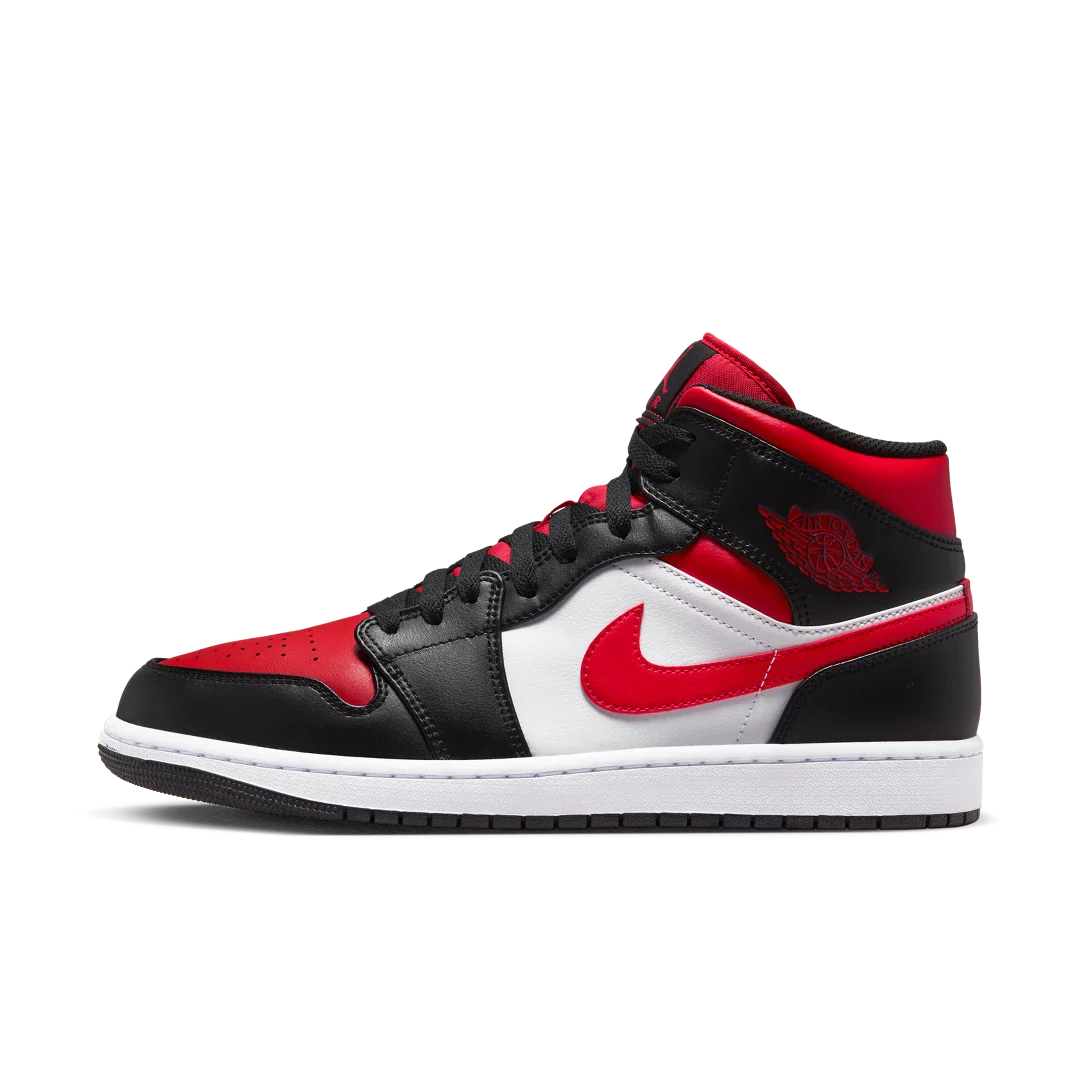 Air Jordan 1 Mid White Black Red (2022), White/Black-Red (554724-079 / 554725-079)