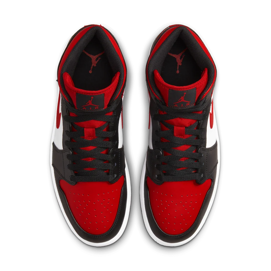 Air Jordan 1 Mid White Black Red (2022), White/Black-Red (554724-079 / 554725-079)
