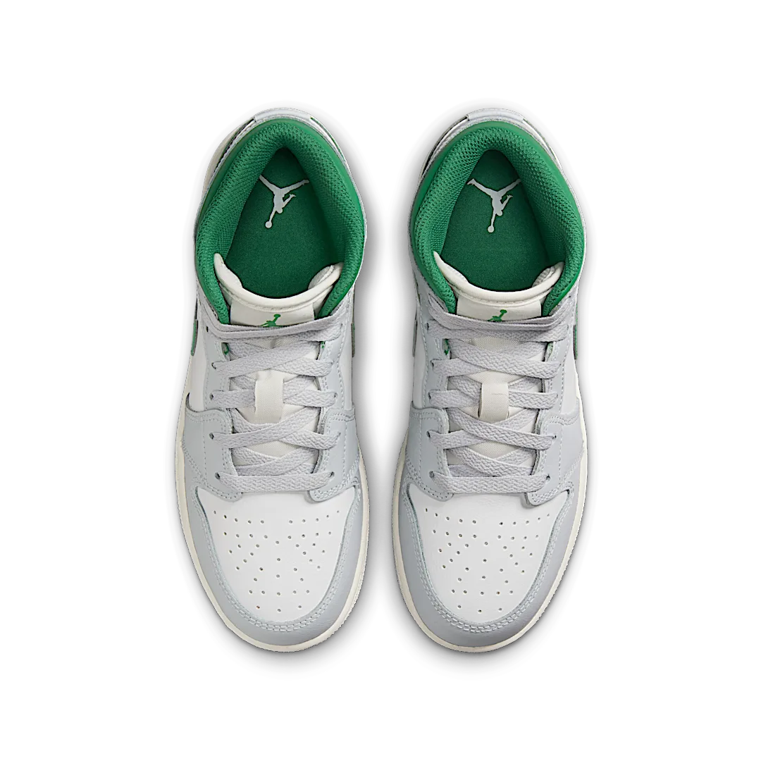 Air Jordan 1 Mid White Pure Platinum Pine Green, Summit White/Pure Platinum/Sail/Pine Green (DQ8423-142)