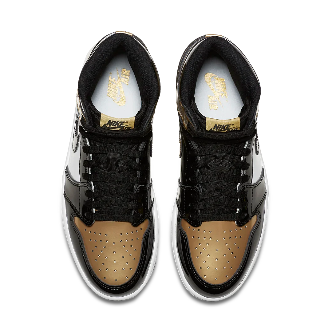 Air Jordan 1 Retro High NRG Patent Gold Toe, Black/Metallic Gold-Summit White (861428-007)
