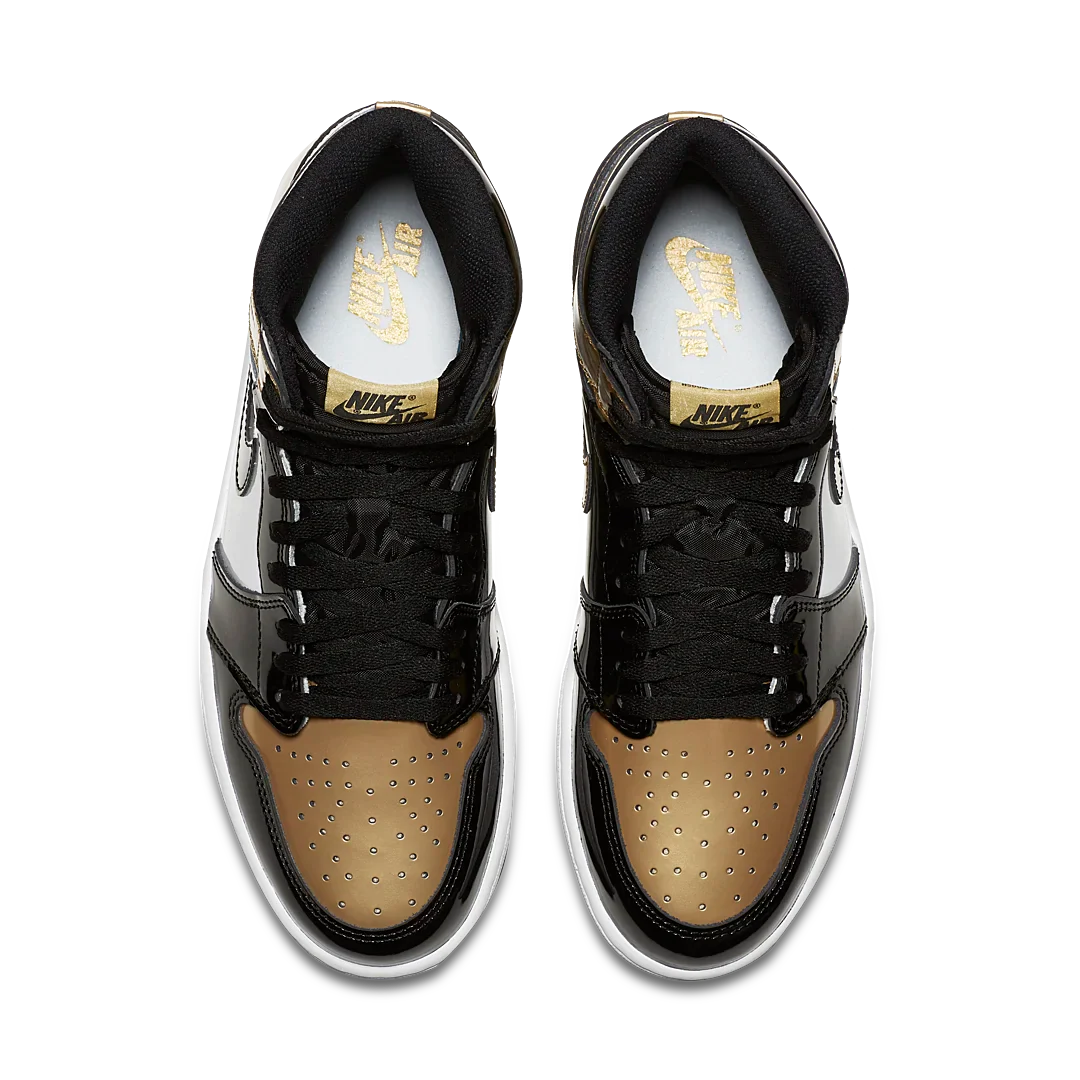 Air Jordan 1 Retro High NRG Patent Gold Toe, Black/Metallic Gold-Summit White (861428-007)