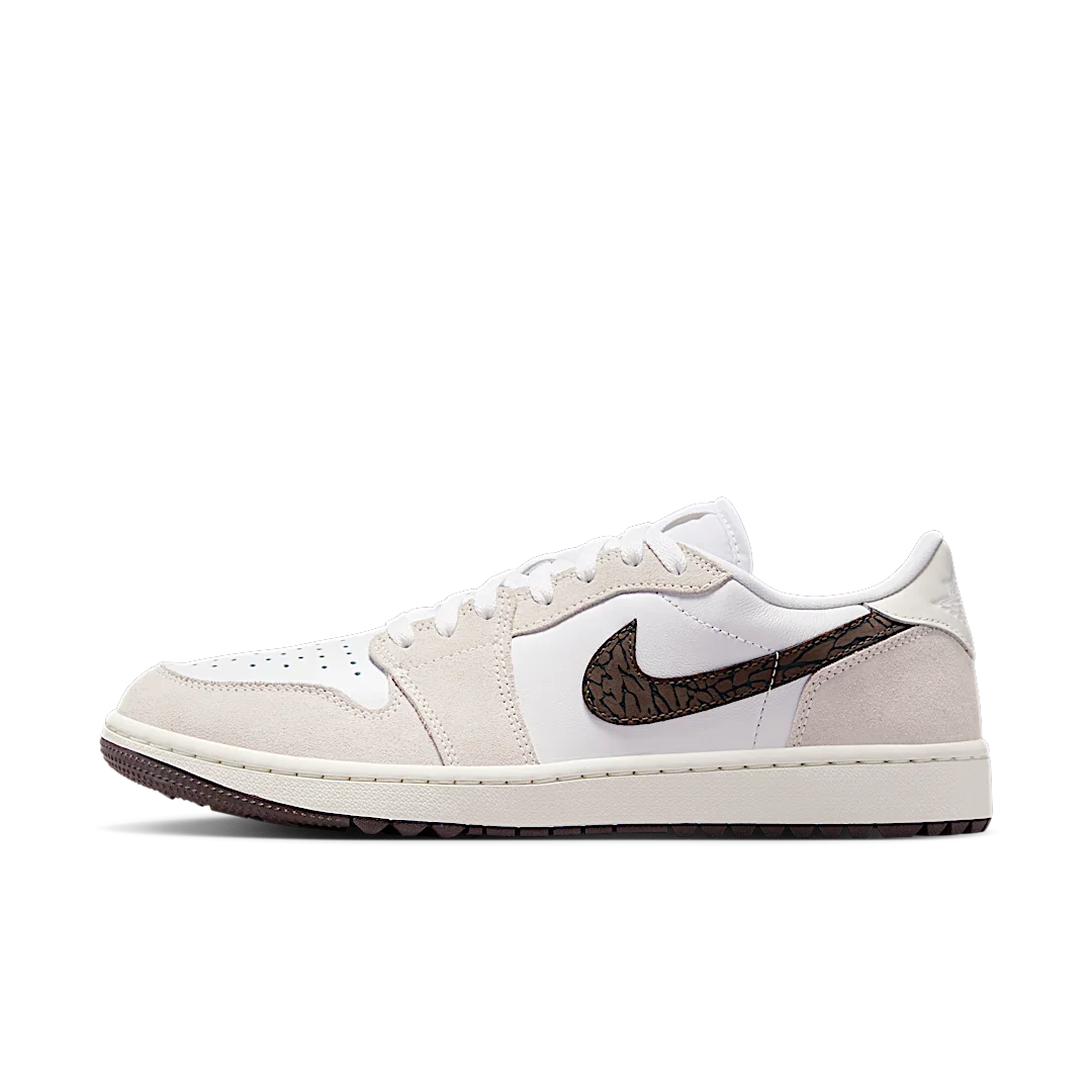 Air Jordan 1 Retro Low Golf Light Orewood Elephant, White/Phantom/Baroque Brown (DD9315-116)
