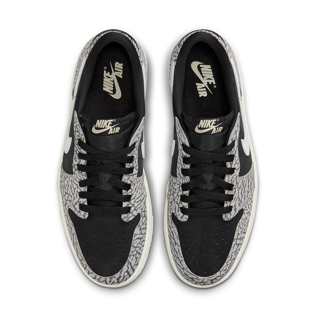 Air Jordan 1 Retro Low OG Black Cement, Black/Muslin/Tech Grey/White/Sail (CZ0790-001 / CZ0858-001)