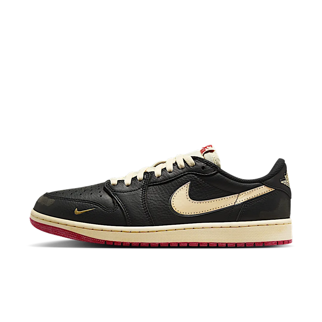 Air Jordan 1 Retro Low OG Nigel Sylvester Better With Time, Black/Muslin/Varsity Red (IB8958-001)