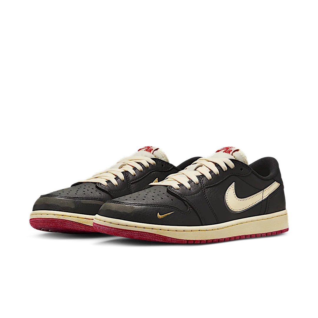 Air Jordan 1 Retro Low OG Nigel Sylvester Better With Time, Black/Muslin/Varsity Red (IB8958-001)
