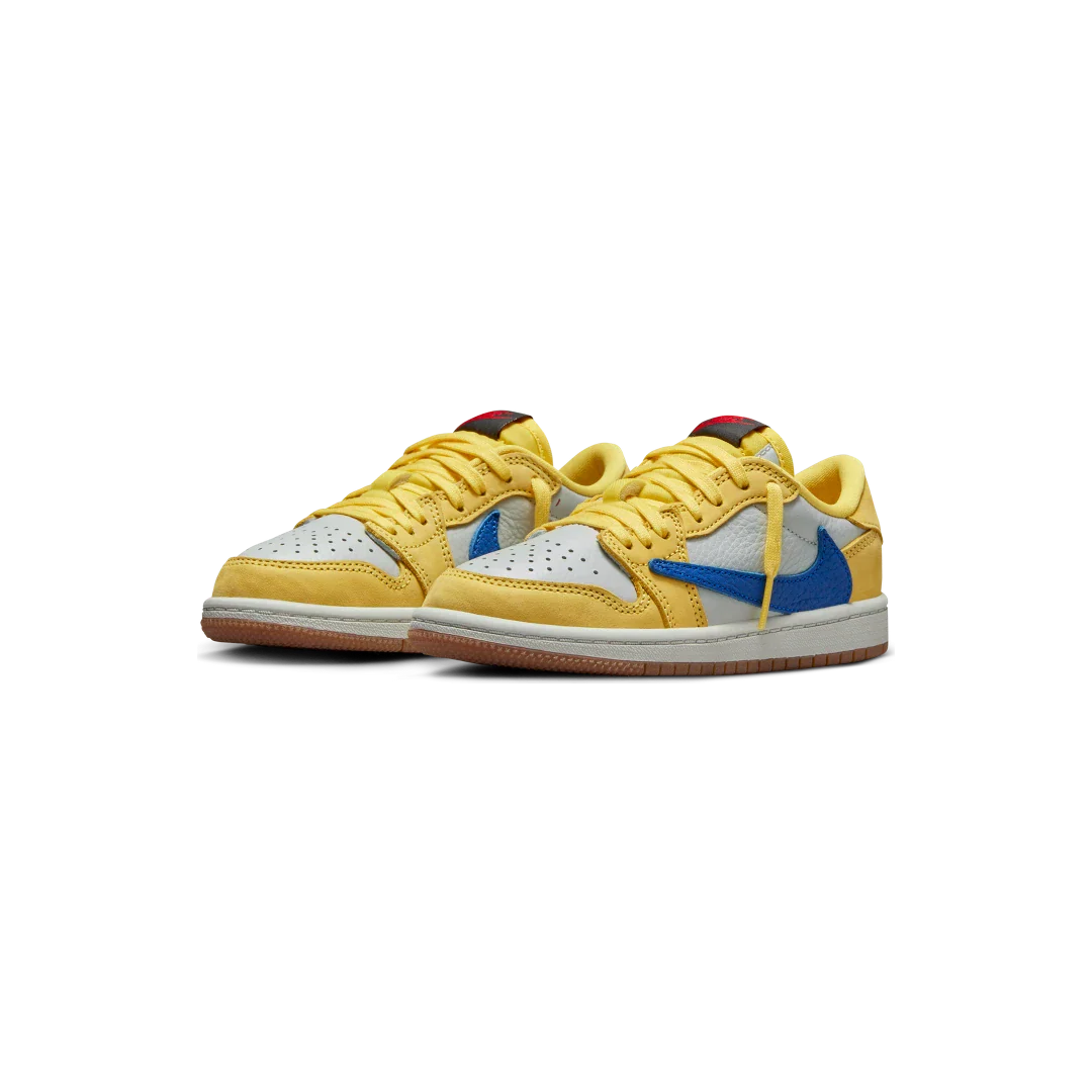 Air Jordan 1 Retro Low OG SP Travis Scott Canary (PS), Canary/Racer Blue/Light Silver/Gum Medium Brown (DZ5909-700)