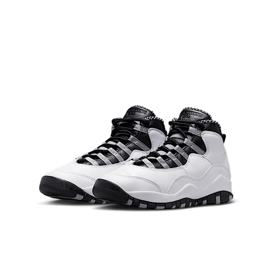 Air Jordan 10 Retro Steel (2025), White/Light Steel Grey/Dark Powder Blue/Black (IB7359-104)