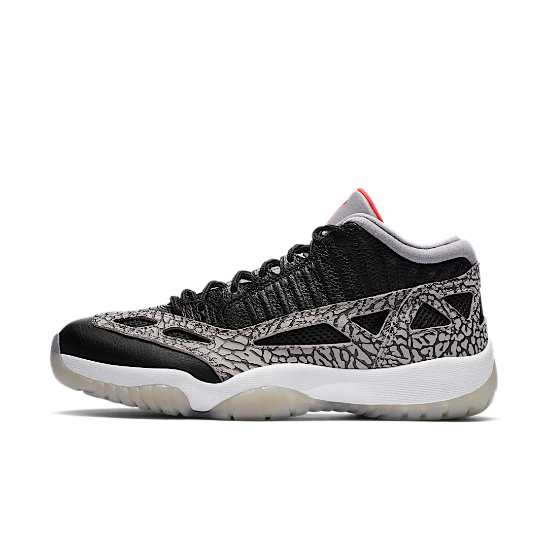 Air Jordan 11 Retro Low IE Black Cement, Black/Fire Red-Cement Grey-White (919712-006)