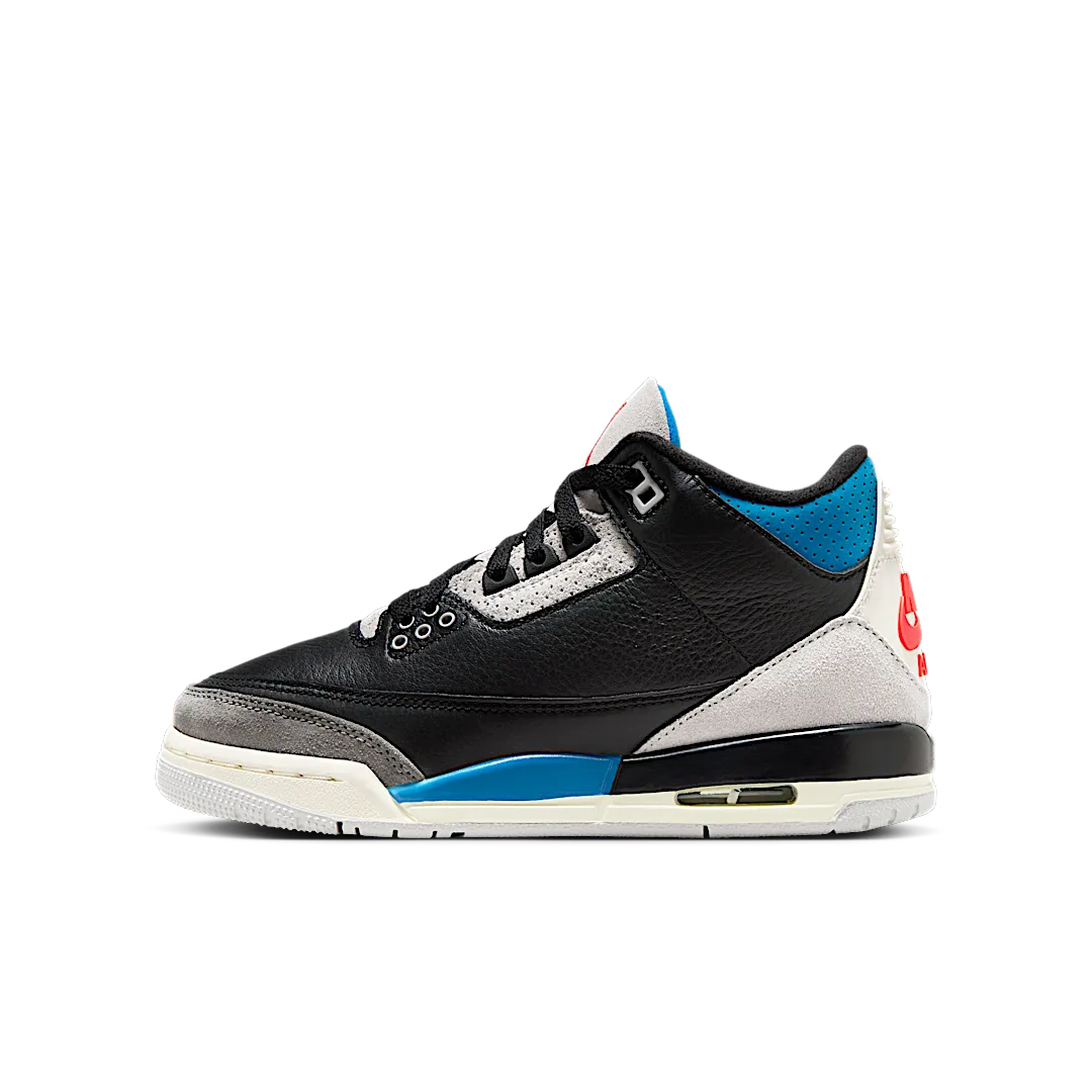 Air Jordan 3 Retro OG Rare Air, Black/Chile Red/Neutral Grey/Military Blue/Coconut Milk (IB8968-004)