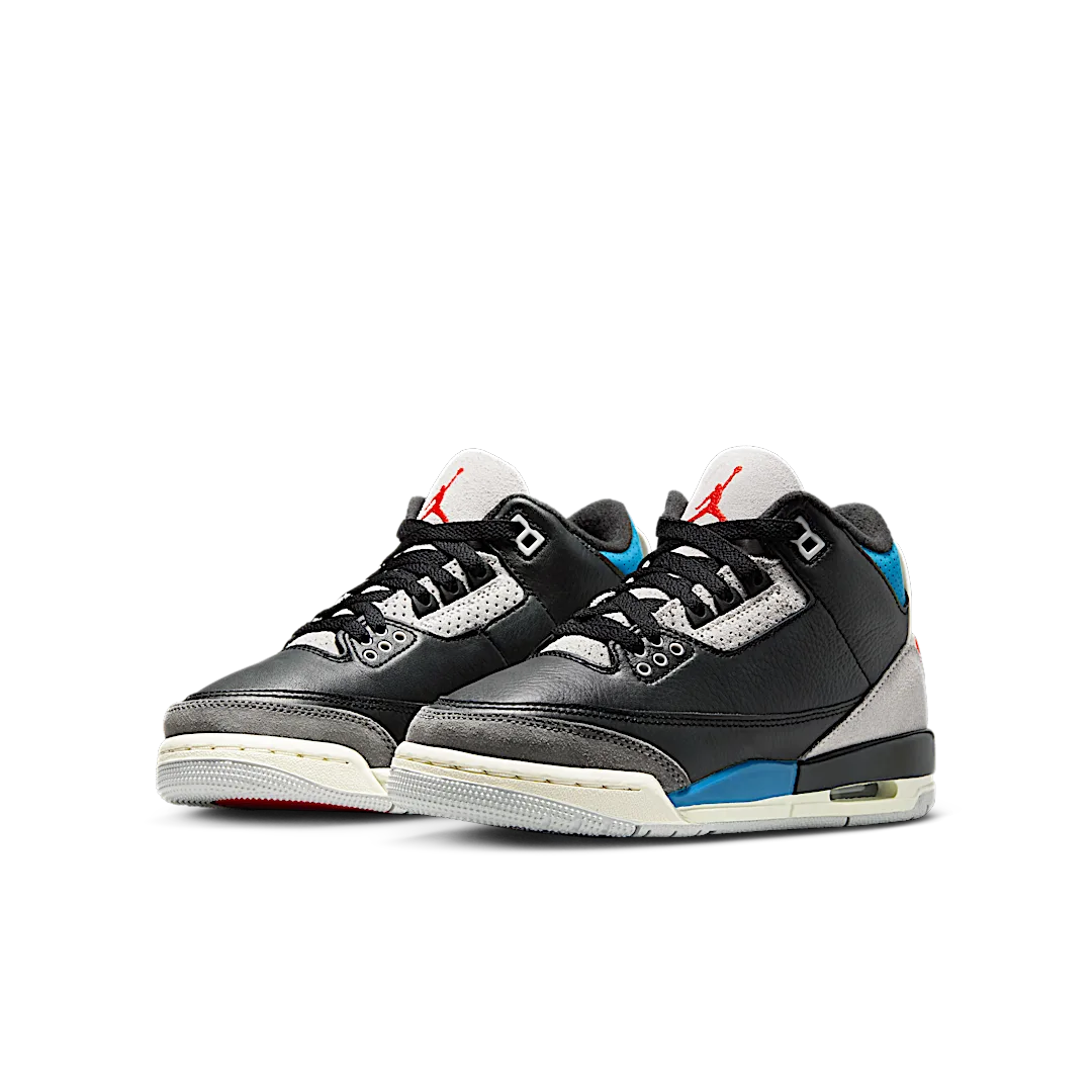 Air Jordan 3 Retro OG Rare Air, Black/Chile Red/Neutral Grey/Military Blue/Coconut Milk (IB8968-004)