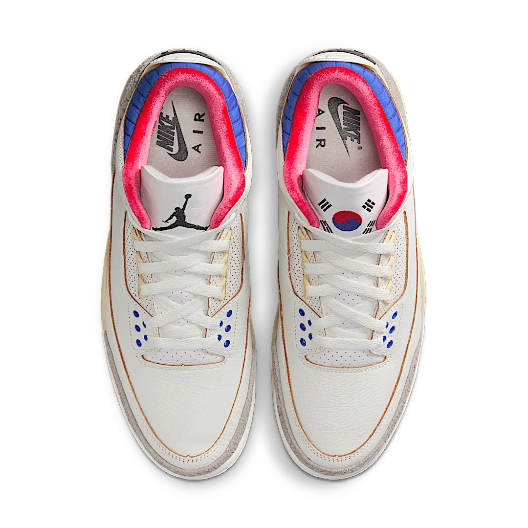 Air Jordan 3 Retro Seoul 2.0, White/Black/Sport Royal/Challenge Red/Pale Vanilla/College Grey (IB1482-100)