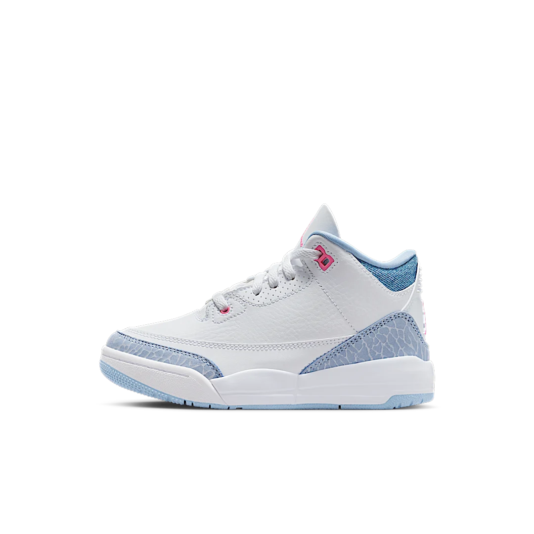 Air Jordan 3 Retro White Cobalt Bliss (PS), White/Cobalt Bliss/Football Grey/Pink Glow (HQ0783-101)