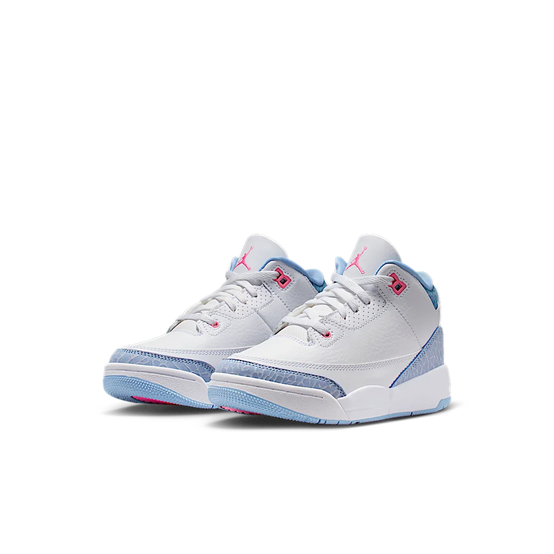 Air Jordan 3 Retro White Cobalt Bliss (PS), White/Cobalt Bliss/Football Grey/Pink Glow (HQ0783-101)