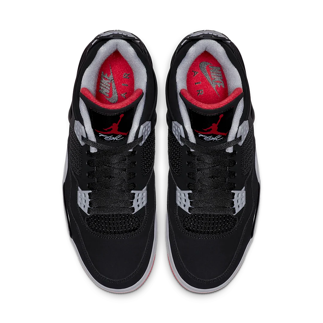 Air Jordan 4 Retro Bred (2019), Black/Fire Red-Cement Grey-Summit White (308497-060 / 408452-060)