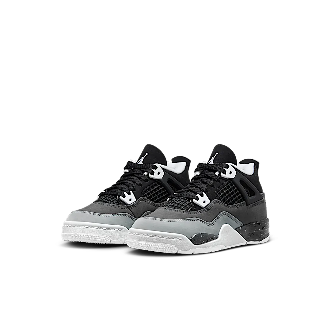 Air Jordan 4 Retro Fear (2024) (PS), Black/White/Anthracite/Black/Pure Platinum (FV4537-002)