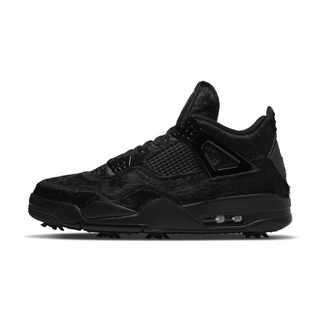 Air Jordan 4 Retro Golf Black Cat Pony Hair, Black/Cement Grey (CU9981-001)