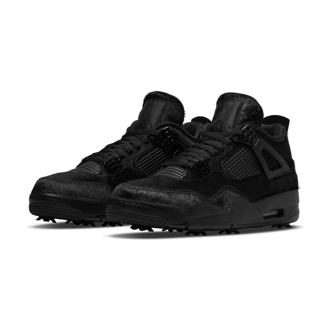 Air Jordan 4 Retro Golf Black Cat Pony Hair, Black/Cement Grey (CU9981-001)